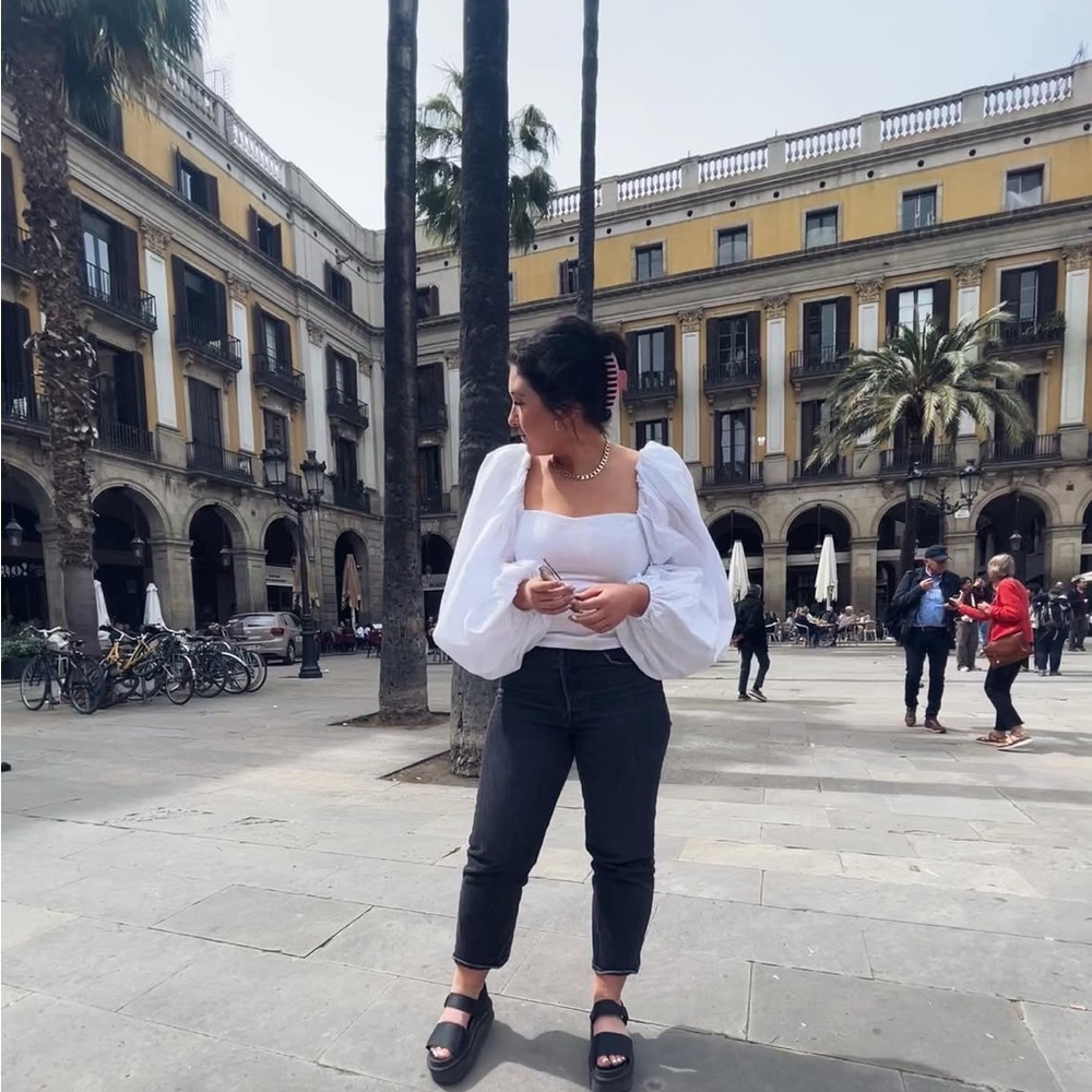 Zara White Blouse with Puff Sleeves